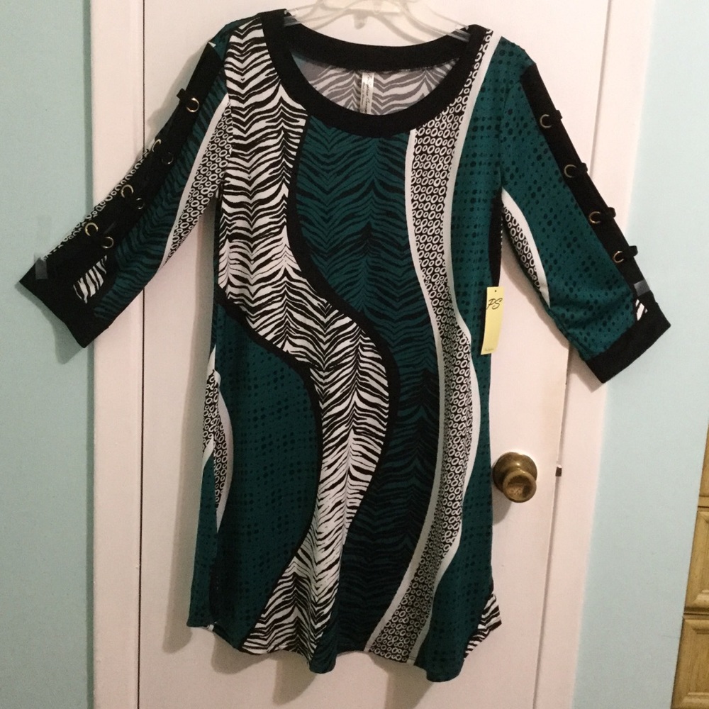NWT - Per Seption  Concept- Green Print Dress - Picture 6 of 7